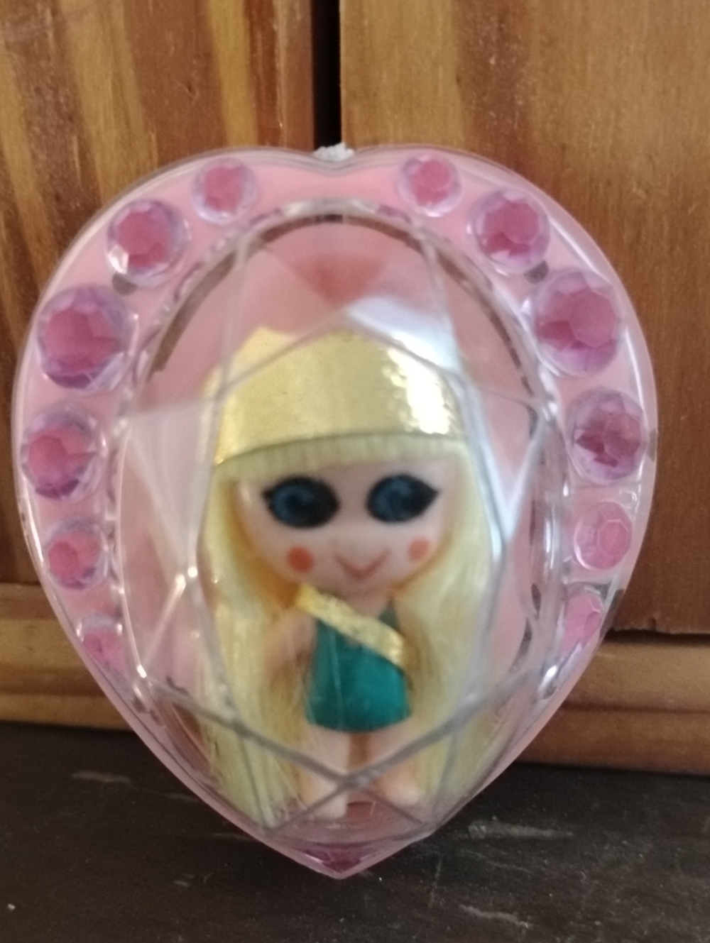 Vintage 1960s Liddle Kiddle Heart-Shaped Pink Gem Broach Blonde Mod Mini Doll